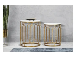 Conjunto de Mesas Auxiliares VKH535, Ouro, 46x46x55 cm, Kendra Home