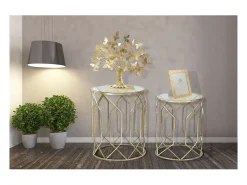 Conjunto de Mesas Auxiliares VKH561, Ouro, 42x42x53 cm, Kendra Home