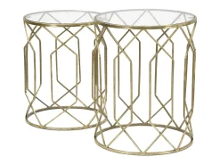 Conjunto de Mesas Auxiliares VKH561, Ouro, 42x42x53 cm, Kendra Home