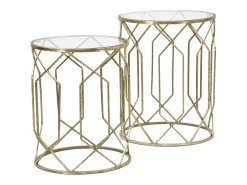 Conjunto de Mesas Auxiliares VKH561, Ouro, 42x42x53 cm, Kendra Home