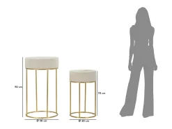 Conjunto de Mesas Auxiliares VKH772, Bege, 50x50x90 cm, Kendra Home