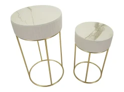 Conjunto de Mesas Auxiliares VKH772, Bege, 50x50x90 cm, Kendra Home