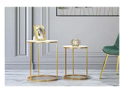 Conjunto de Mesas Auxiliares VKH534, Ouro, 52x52x63 cm, Kendra Home