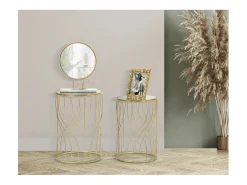 Conjunto de Mesas Auxiliares VKH545, Ouro, 38x38x55 cm, Kendra Home