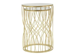 Conjunto de Mesas Auxiliares VKH545, Ouro, 38x38x55 cm, Kendra Home