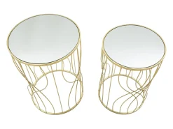 Conjunto de Mesas Auxiliares VKH545, Ouro, 38x38x55 cm, Kendra Home