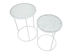 Conjunto de Mesas Auxiliares VKH556, Branco, 43x43x60 cm, Kendra Home