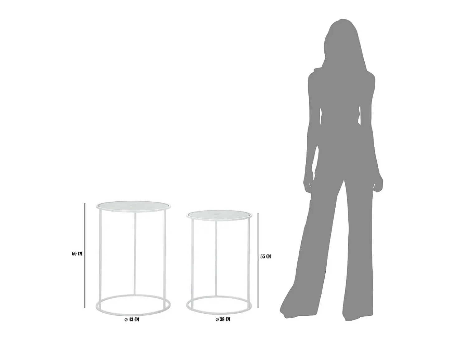 Conjunto de Mesas Auxiliares VKH556, Branco, 43x43x60 cm, Kendra Home