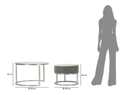 Conjunto de Mesas Auxiliares VKH796, Cinzento, 70x70x45 cm, Kendra Home