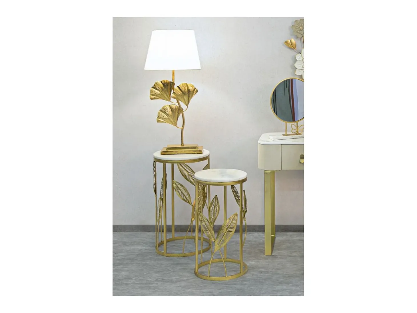 Conjunto de Mesas Auxiliares Gogli, Ouro, 35x35x65,5 cm, Kendra Home