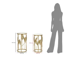 Conjunto de Mesas Auxiliares Gogli, Ouro, 35x35x65,5 cm, Kendra Home