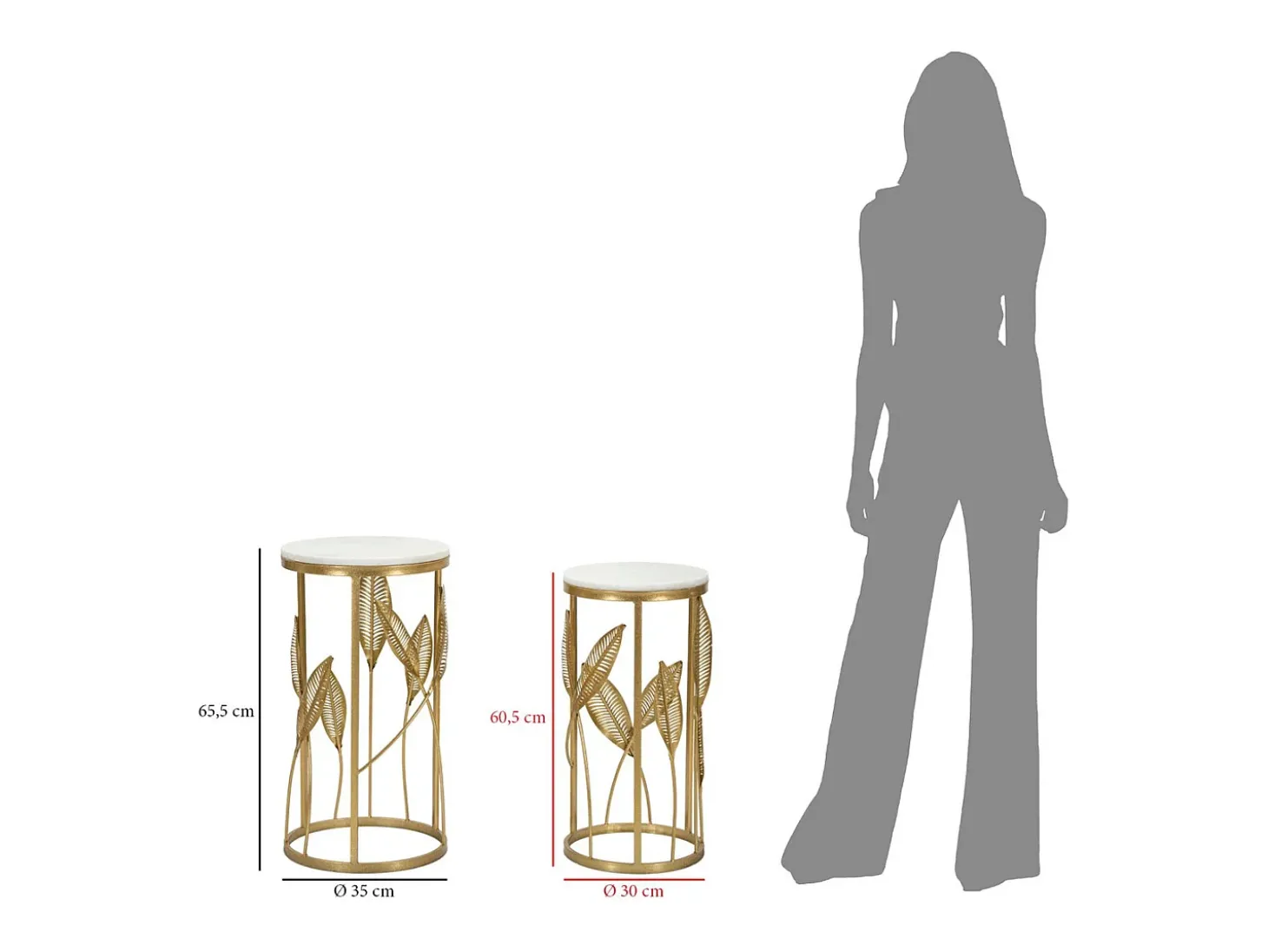 Conjunto de Mesas Auxiliares Gogli, Ouro, 35x35x65,5 cm, Kendra Home