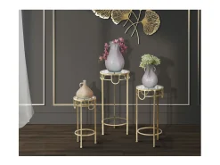 Conjunto de Mesas Auxiliares VKH428, Ouro, 33x33x70 cm, Kendra Home