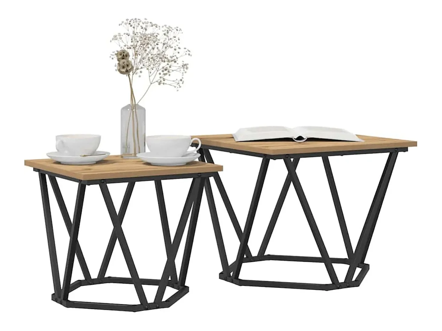 Conjunto de mesas de apoio 2 pcs carvalho artisiano