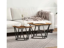 Conjunto de mesas de apoio 2 pcs Madeira recuperada