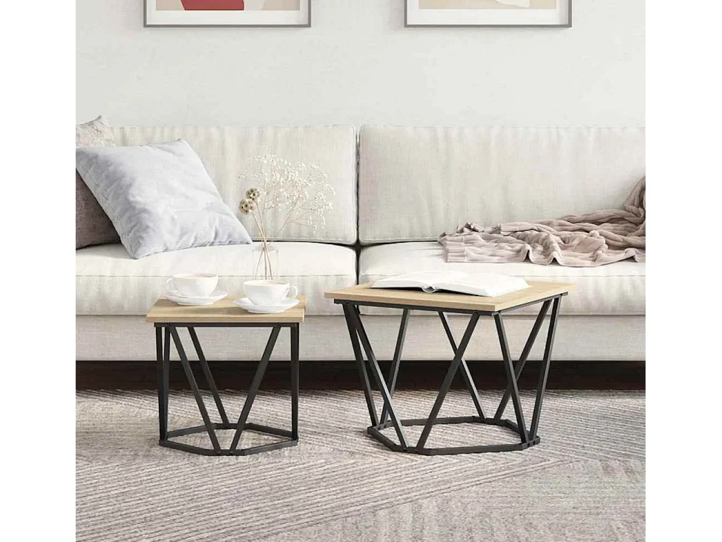 Conjunto de mesas de apoio 2 pcs Carvalho sonoma