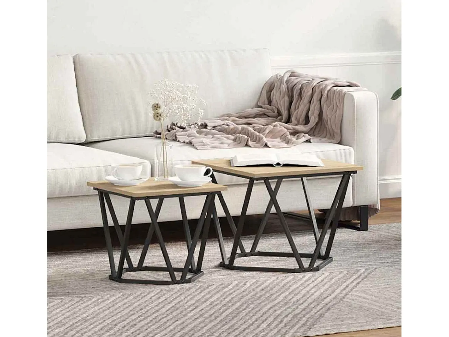 Conjunto de mesas de apoio 2 pcs Carvalho sonoma