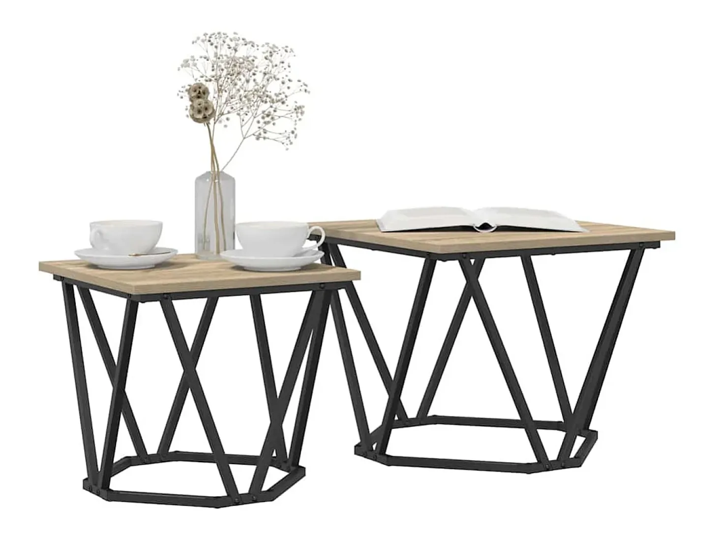 Conjunto de mesas de apoio 2 pcs Carvalho sonoma