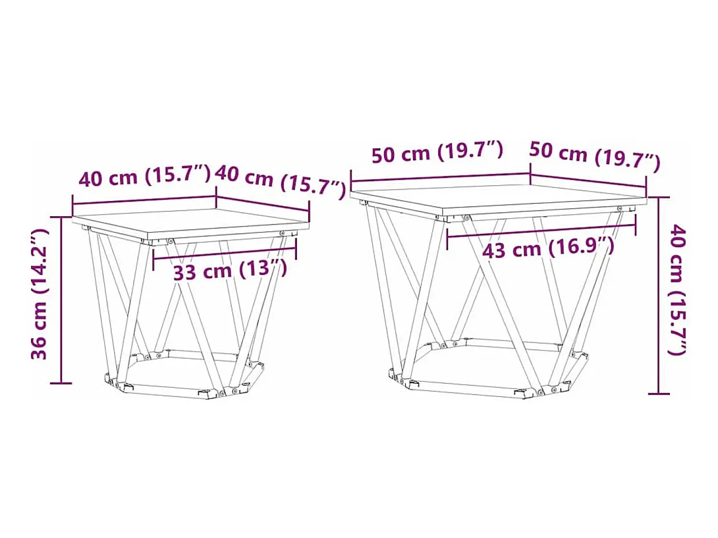 Conjunto de mesas de apoio 2 pcs Carvalho sonoma