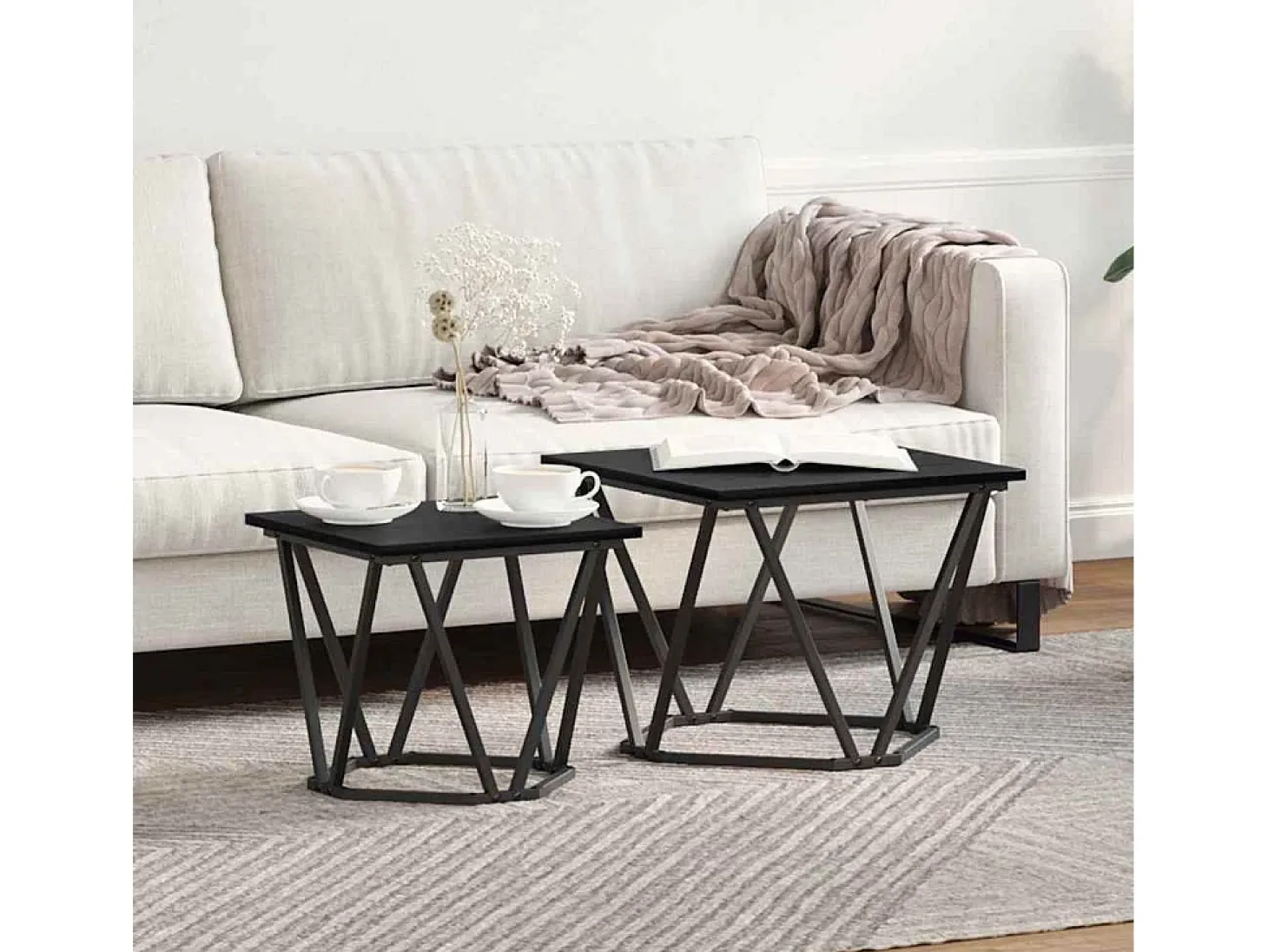 Conjunto de mesas de apoio 2 pcs Carvalho preto 50x50x40 cm