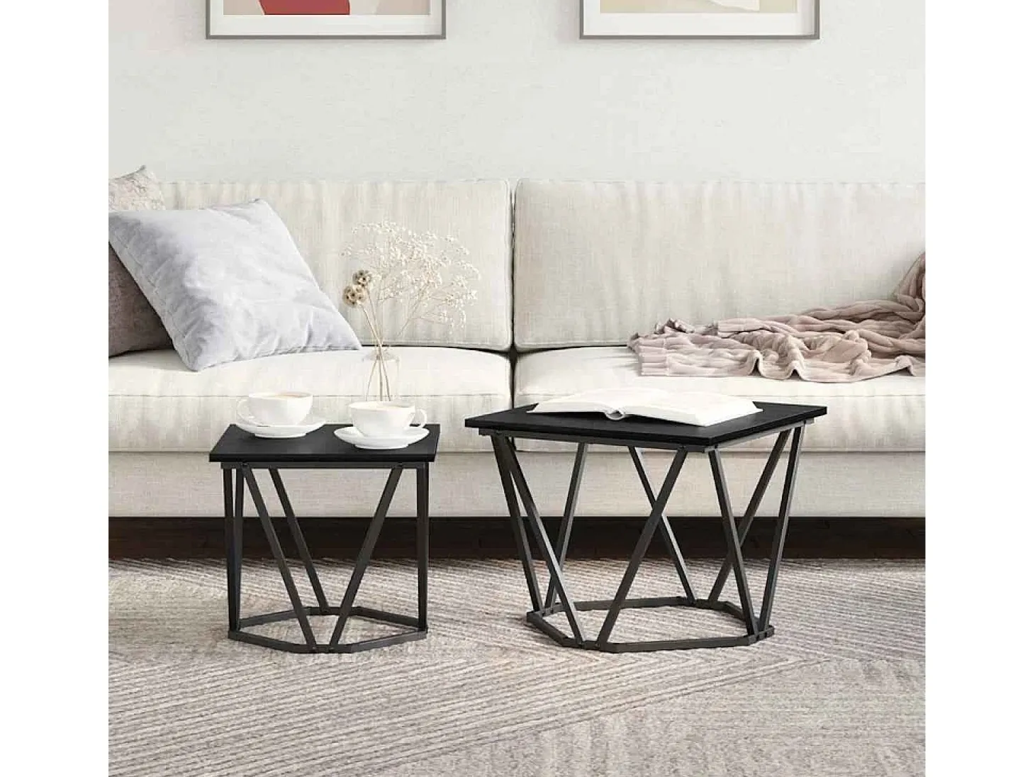 Conjunto de mesas de apoio 2 pcs Carvalho preto 50x50x40 cm