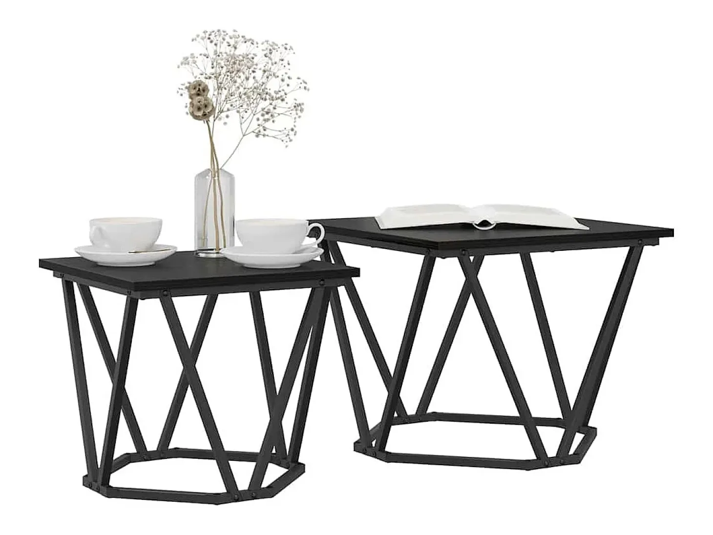 Conjunto de mesas de apoio 2 pcs Carvalho preto 50x50x40 cm