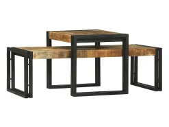 Conjunto de Mesas de centro | Mesa de apoio | Mesa de café 2 Peças Castanho Madeira de mangueira maciça