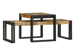 Conjunto de Mesas de centro | Mesa de apoio | Mesa de café 2 Peças Castanho Madeira de mangueira maciça