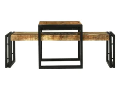 Conjunto de Mesas de centro | Mesa de apoio | Mesa de café 2 Peças Castanho Madeira de mangueira maciça