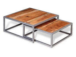 Conjunto de mesas de centro 2 pcs madeira de acácia maciça PT618579