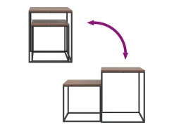 Conjunto de mesas de centro 2 pcs derivados de madeira e metal