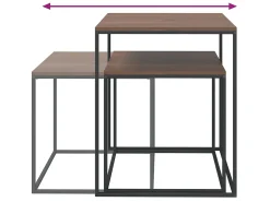 Conjunto de mesas de centro 2 pcs derivados de madeira e metal PT549182