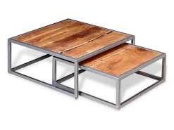 Conjunto de mesas de centro 2 pcs madeira de acácia maciça
