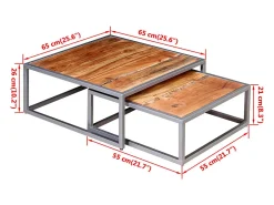 Conjunto de mesas de centro 2 pcs madeira de acácia maciça