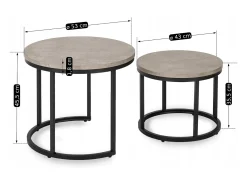 Conjunto de mesas de centro Rocky Betão Cinzento