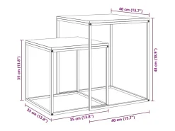 Conjunto de mesas de centro 2 pcs derivados de madeira e metal