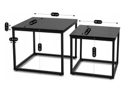 Conjunto de mesas de centro Tevet Preto
