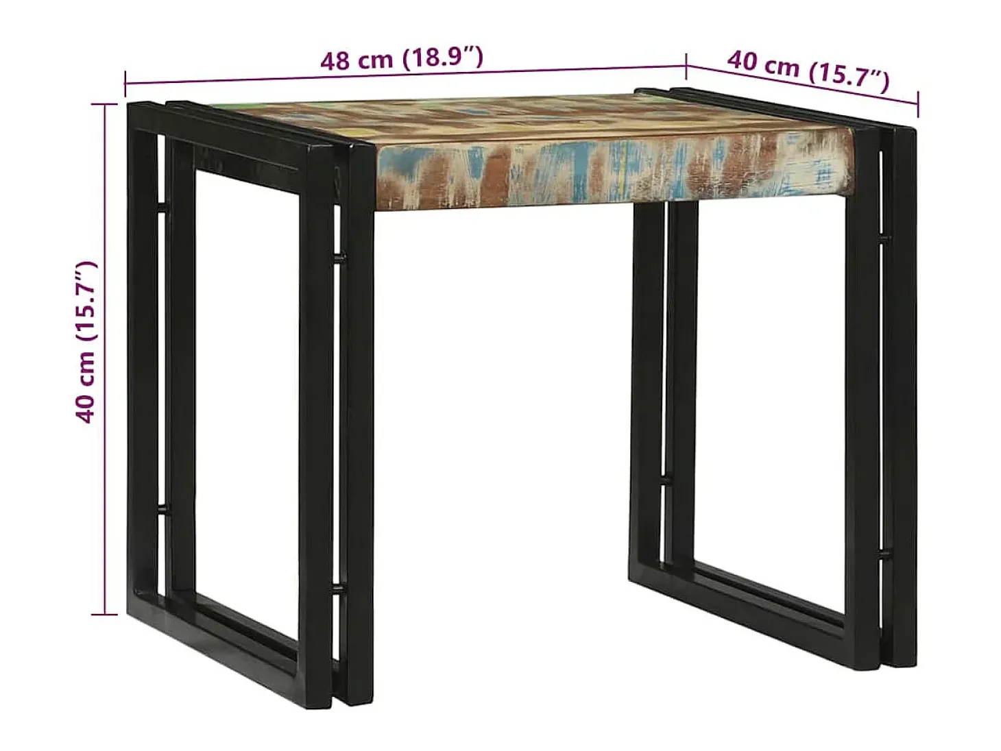 Conjunto de Mesas de centro | Mesa de apoio | Mesa de café 2 Peças Multicolor Madeira recuperada maciça