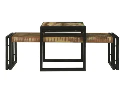 Conjunto de Mesas de centro | Mesa de apoio | Mesa de café 2 Peças Multicolor Madeira recuperada maciça