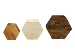 Conjunto de mesas de centro 3 pcs madeira de mangueira maciça