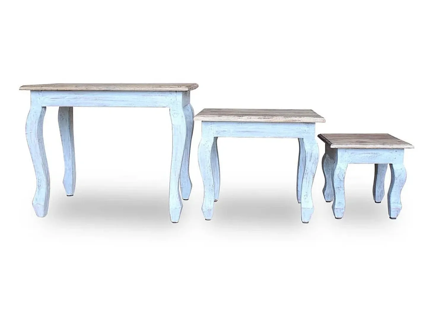 Conjunto de mesas de encastrar 3 pcs madeira maciça reciclada PT372356