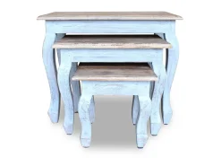 Conjunto de mesas de encastrar 3 pcs madeira maciça reciclada PT372356