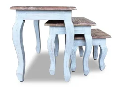 Conjunto de mesas de encastrar 3 pcs madeira maciça reciclada PT372356