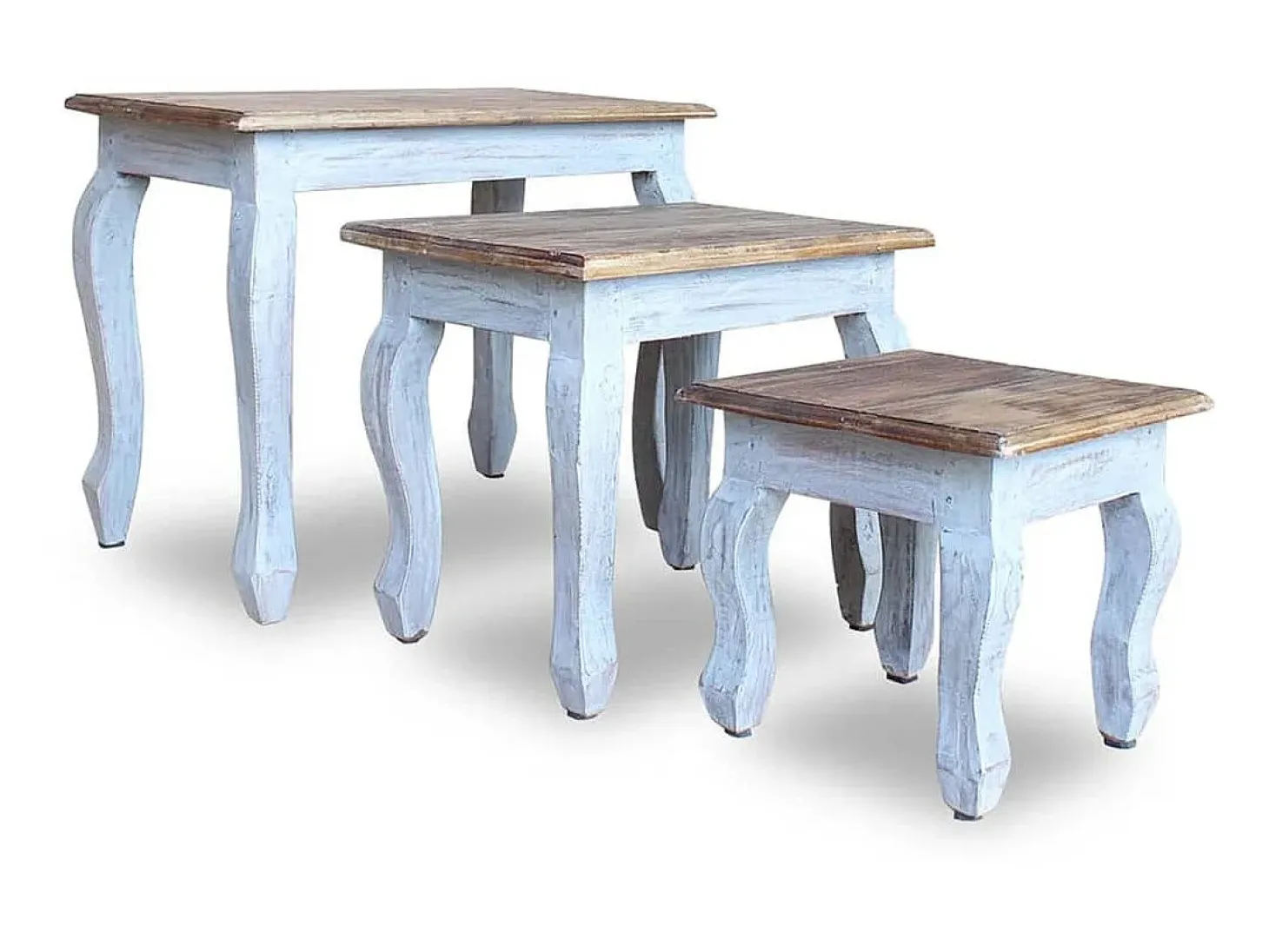 Conjunto de mesas de encastrar 3 pcs madeira maciça reciclada PT372356