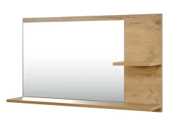 Conjunto de mobiliário para hall de entrada com 3 peças - Espelho, prateleira e sapateira - Branco e madeira