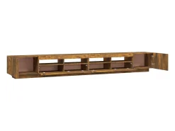 Conjunto de móveis armário aparador TV televisão sala quarto sala com luzes LED 3 peças carvalho fumê marrom 02_0025342