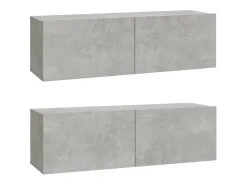 Conjunto de móveis armário buffet TV televisão sala de estar quarto sala de estar 3 peças madeira projetada cinza 02_0024501