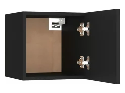 Conjunto de móveis armário aparador tv televisão sala de estar quarto 6 peças madeira projetada preta 02_0025070