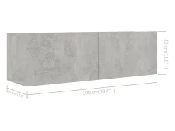 Conjunto de móveis armário aparador tv televisão sala de estar quarto 7 peças madeira projetada cinza 02_0025164