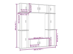 Conjunto de móveis armário aparador TV televisão sala de estar quarto sala de estar 8 peças madeira projetada branco 02_0025232
